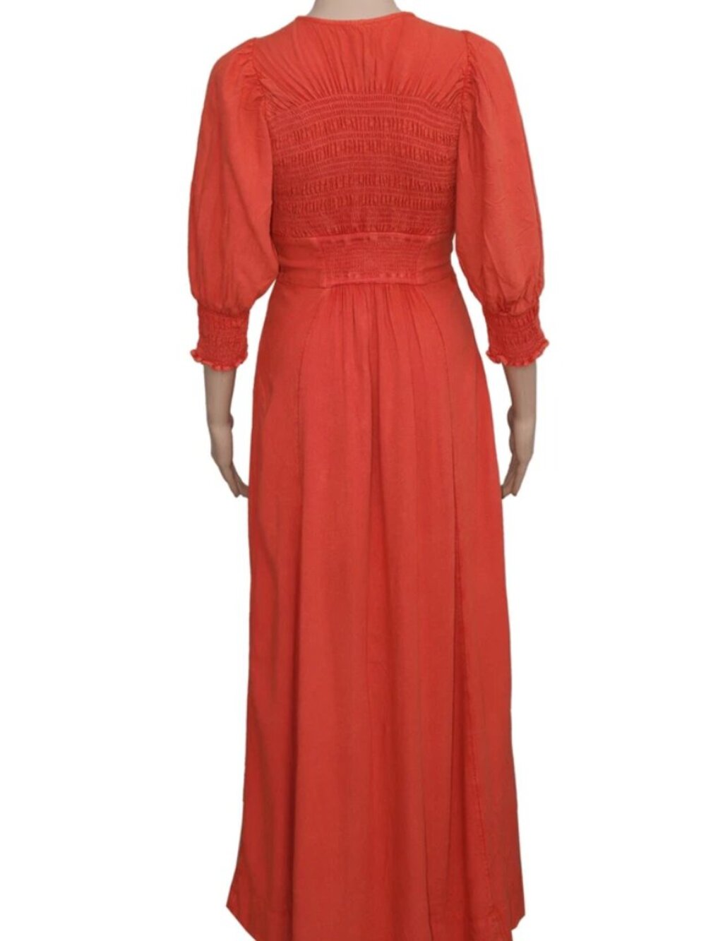 Free People String Of Hearts Maxi Dress Smocked V Neck Buttondown Cutout Small S - Picture 4 of 4